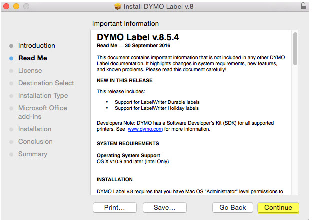 dymo labelwriter duo software for mac